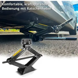 STAHLWERK Scherenwagenheber 2.000 kg, Hubkraft Kfz-Set mit Ratsche,