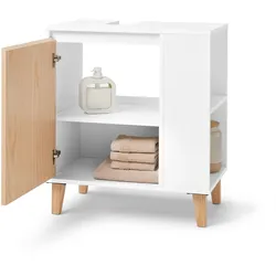 Tchibo - Waschbeckenunterschrank mit Tür und seitlichem Fach - 60x38x68cm - braun - Eschen-Massivholz