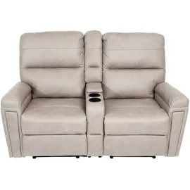 Mendler 2er Kinosessel HWC-K17, Relaxsessel Fernsehsessel Sofa, Nosagfederung Getränkehalter Fach ~ Stoff/Textil hellgrau