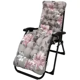 Hixingo Auflage Gartenliege, Sonnenliege Auflagen mit Krawatte, Dickes & Bequeme Liegenauflage Anti-Rutsch Hochlehner Auflagen, für Reisen, Urlaub, Innen, Außen (Rosa Blüten,170 * 53 * 8cm)