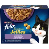 FELIX Sensationen Jellies Katzenfutter Auswahl an Geschmäckern in Gelee 12 x 85 g