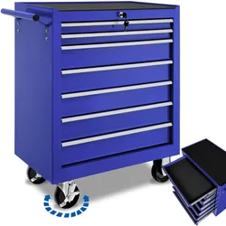 tectake® Werkzeugwagen, 7 kugelgelagerte Schubladen mit Antirutschmatten, zentrale Sicherheitsverriegelung, Rollen Ø 100 mm