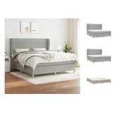 vidaXL Boxspringbett mit Matratze Hellgrau 160x200 cm Stoff