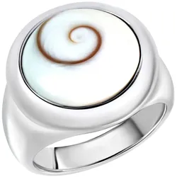 Zeeme Pearls Ring Silber 925 rhodiniert mit weißer Muschel