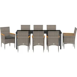 vidaXL Garten Essgruppe 9-tlg. Grau