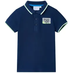 Kinder-Poloshirt Marineblau 104 – Klassisch & bequem mit Fußballtor-Stickerei - 104
