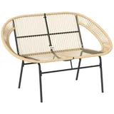 Outsunny 2-Sitzer Gartenbank Polyrattan, wetterfest Sitzbank UV-Beständig Gartenmöbel mit Rückenlehnen, Parkbank 260kg