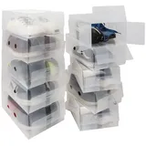 Kurtzy 10er Packung Durchsichtige Kunststoff-Schuhboxen 31,7 x 20 x 12,8 cm - Geeignet für Damen-, Herren- und Kinderschuhe - Faltbar, Gerillt und Stapelbar für Aufbewahrung und Reisen