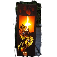 Feuersäule Sonnenblume Edelrost Rost Metall Gartendeko Garten Stele Fackel Feuer Säule