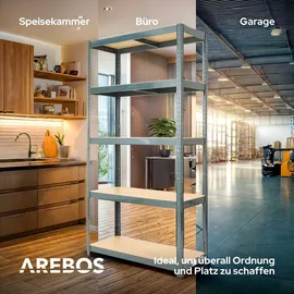 Arebos 2er Set Schwerlastregal 180 x 90 x 40 cm 875 kg Kellerregal Steckregal Schwarz