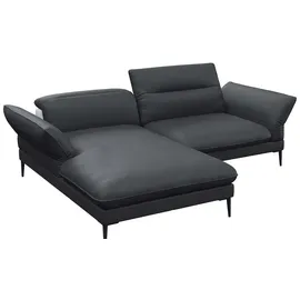 flexlux Ecksofa Salino, Funktionssofa mit Recamiere, Relaxsofa, Ecksofa, Sofa mit Arm- und Kopfteil-Verstellungen, Kaltschaum & Stahl-Wellen schwarz