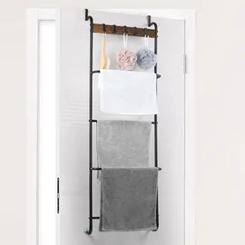 xisrens Handtuchhalter für die Tür 5 Etagen Schwarz