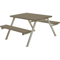 Plus Picknicktisch Alpha Stahl-Holz 118 x 161 x 73 cm graubraun