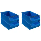 Proregal SuperSparSet 4x Blaue Sichtlagerbox 5,1 mit Griffstange HxBxT 20 x 30 x 50 cm 21,8 Liter Sichtlagerbehälter