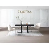 Esstisch ausziehbar - 6 bis 10 Personen - Sicherheitsglas & Keramik - Marmor-Optik Schwarz - MARDONA - Schwarz