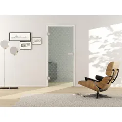 Griffwerk Glasdrehtür (VSG) GRIDS 691 VSG PURE WHITE matt 834x2097x8.8mm Studio/Office DIN L