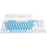 K100 Wired 87-Tasten-Computertastatur, mechanische Gaming-Bürotastatur mit gemischten Lichttasten, Ergonomie-Widerstandsfähigkeitseffekt, mechanischer blauer Schalter für Desktop-Laptops(Blau Weiss)