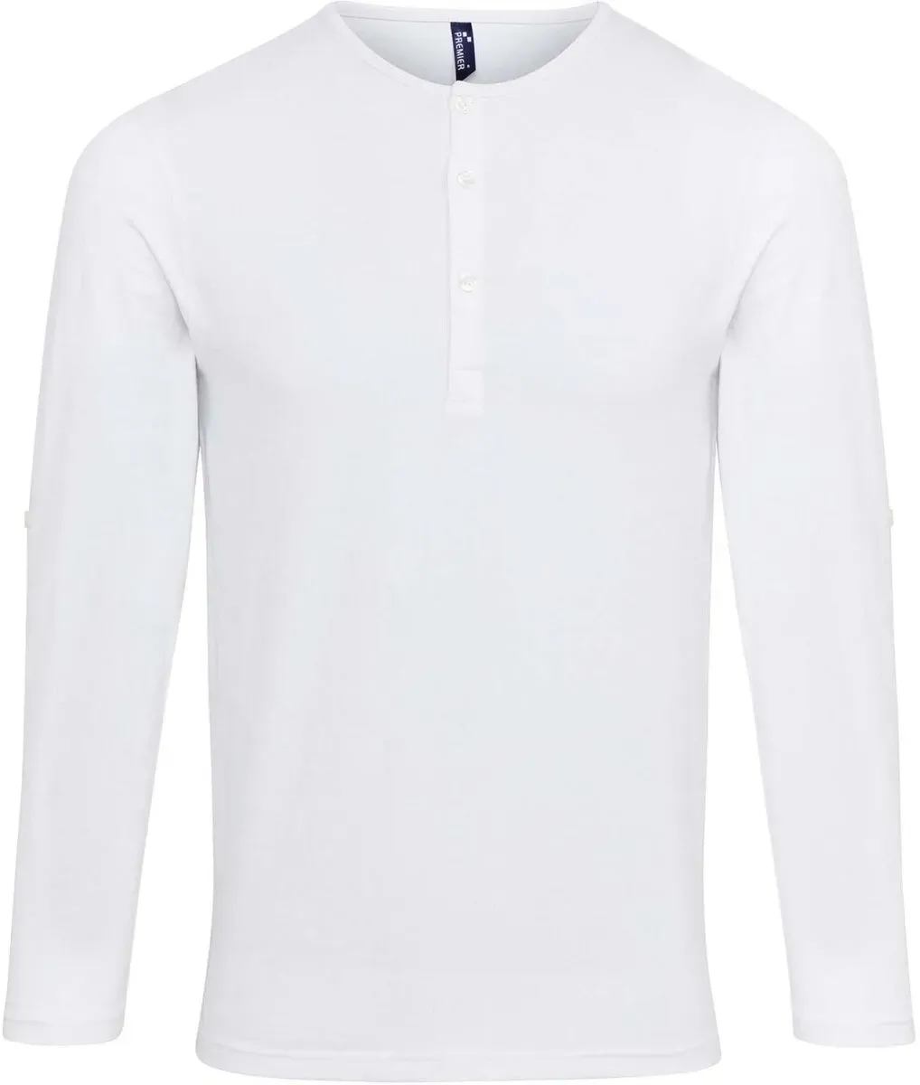 Premier Workwear Herren Rollärmel T-Shirt langarm PR218 white 3XL
