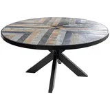 riess-ambiente Esstisch MOUNTAIN SOUL 140cm schwarz grau · runder Tisch mit Naturstein-Platte (Einzelartikel, 1-St), 6 Personen · Sterngestell aus Eisen · 4,5cm Tischplatte · Industrial bunt|grau|schwarz 140 cm x 76 cm x 140 cm