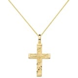 HOPLO Kreuzanhänger Anhänger Kreuz mit massiver Goldkette 1,1 mm 333-8 Karat Gold, Made in Germany 50 cm