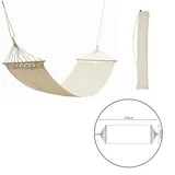 Hängematte ohne Gestell 208x80 cm Beige – Hängematten Holz mit Packsack Ideal für den Garten oder zum Mitnehmen – Baumwolle max. 120 kg