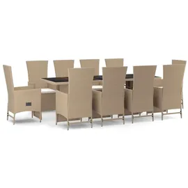 vidaXL Garten-Essgruppe 11-tlg. Beige