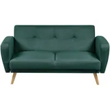 Beliani 2-Sitzer-Schlafsofa, Grün, Hellbraun, 155x82x85 cm, Wohnzimmer, Sofas & Couches, Schlafsofas