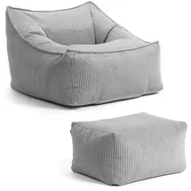 mokebo Sitzsack Sessel mit Hocker aus Cord Der Lümmel XXL Sitzsack, Cord Sessel oder Sitz Sessel in Anthrazit