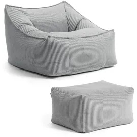 mokebo Sitzsack Sessel mit Hocker aus Cord Der Lümmel XXL Sitzsack, Cord Sessel oder Sitz Sessel in Anthrazit