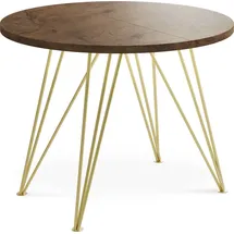 WFL GROUP Runder Ausziehbarer Esstisch - Loft Style Tisch mit Goldenen Metallbeinen - 100 bis 180 cm - Industrieller Glamour Tisch für Wohnzimmer - Spacesaver - Eiche Lefkas - 100 cm