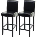 Mendler 2er-Set Barhocker HWC-C33, Barstuhl Tresenhocker, Holz ~ schwarz, dunkle Beine, Leder
