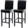 Mendler 2er-Set Barhocker HWC-C33, Barstuhl Tresenhocker, Holz ~ schwarz, dunkle Beine, Leder