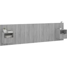 vidaXL Kopfteil mit Nachttischen Grau Sonoma Holzwerkstoff