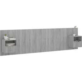 vidaXL Kopfteil mit Nachttischen Grau Sonoma Holzwerkstoff