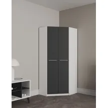 Priess Eckkleiderschrank PRIESS "Barcelona Kleiderschrank Ecklösung Raumwunder", schwarz-weiß (weiß, schwarz), B:78cm H:193cm T:78cm, Holzwerkstoff, Schränke, Eckkleiderschrank, in 2 Tiefen Schrank Eckschrank Garderobe