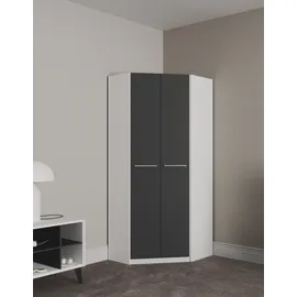 Priess Eckkleiderschrank PRIESS "Barcelona Kleiderschrank Ecklösung Raumwunder", schwarz-weiß (weiß, schwarz), B:78cm H:193cm T:78cm, Holzwerkstoff, Schränke, Eckkleiderschrank, in 2 Tiefen Schrank Eckschrank Garderobe