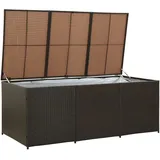 HUAKEHOM Gartenbox Auflagenbox Kissenbox Kiste Gartentruhe Truhe Box Aufbewahrungsbox Auflagenkiste Garten Poly Rattan 180x90x70 cm Braun