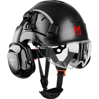 Tacklife Mustbau Sicherheitshelm-Set, EN397 Schutzhelm mit Ohr- und Gesichtsschutz, verstellbares Kopfband von 53 bis 63 cm, strapazierfähiges ABS-Material