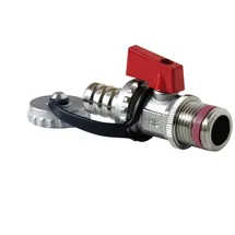 Premium KFE-Kugelhahn 1/2" selbstdichtend, Flügelgriff rot, vernickelt