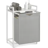 VASAGLE Wäschesammler mit Ablage, aus Oxford-Gewebe 65 L, taubengrau