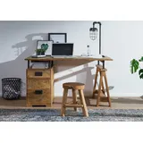 MASSIVMOEBEL24.DE Schreibtisch Mango 140x78x80 natur lackiert RAILWAY #129
