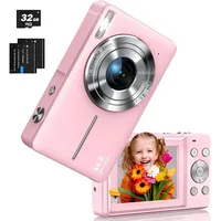 Digitalkamera, FHD 1080P Kamera Fotoappara 44MP Autofokus Kinder Kamera mit 32GB SD-Karte, 16X Digitalzoom, 2 Batterien, 2,7'' IPS Bildschirm, Vlog Kamera für Kinder Teenager Anfänger (Rosa)