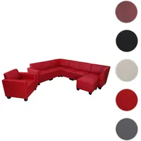 Mendler Modular Sofa-System Couch-Garnitur Lyon 6-1-1, Kunstleder ~ rot