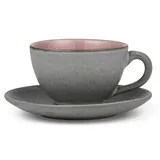 Bitz Kaffeetasse mit Untertasse 0,24 l Grau/Hellrosa
