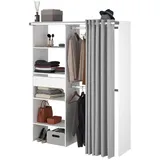 Parisot Kleiderschrank Bari 143 x 182 x 48 cm Weiß/Grau
