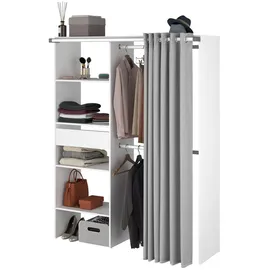 Parisot Kleiderschrank Bari 143 x 182 x 48 cm Weiß/Grau