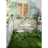 Dekoleidenschaft 3 tlg Bistro Set “White Romance” aus Metall weiß, Garten Balkon Tisch + 2 Stühle