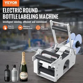 Vevor Halbautomatische Etikettiergerät 20–50 Etiketten pro Minute Etikettiermaschine Etikettenbreiten von 13–150 mm, Etikettenlängen von 25–300 mm Preisschilder Flaschenetikettierer