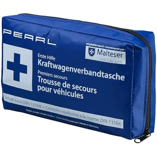 PEARL Verbandskasten: Marken-KFZ-Verbandtasche, geprüft nach DIN13164 (2022) (Kfz Verbandskasten, Auto, Handschuhe)