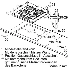 Bosch HERDSET BOSCH Einbau-Backofen Pyrolyse Hydrolyse + Gas-Kochfeld schwarz autark 60 cm